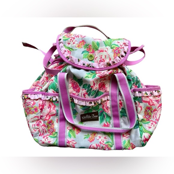 Matilda Jane Carry It All Diaper Bag Backpack Brilliant Daydream Pink Floral - Picture 3 of 14